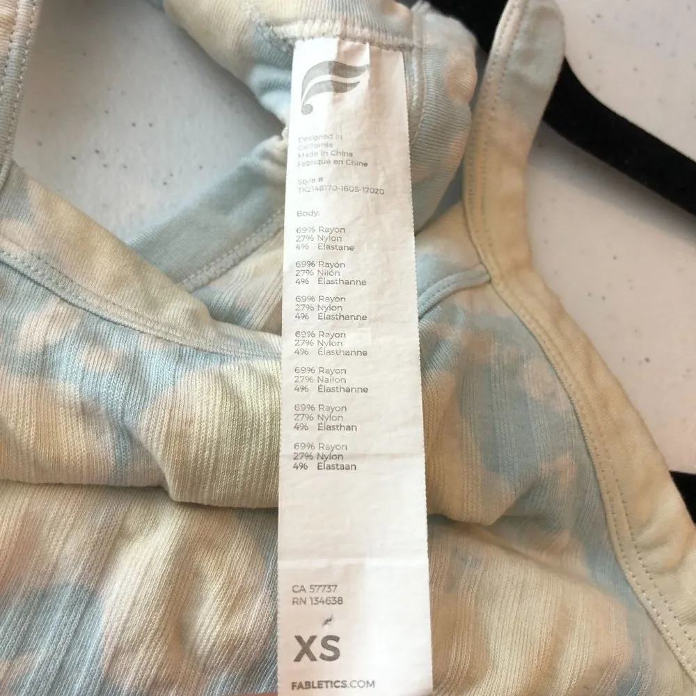 Fabletics Womens Carly Rib Halter Crop Top Ribbed Racerback Blue Yellow XS - Image 3