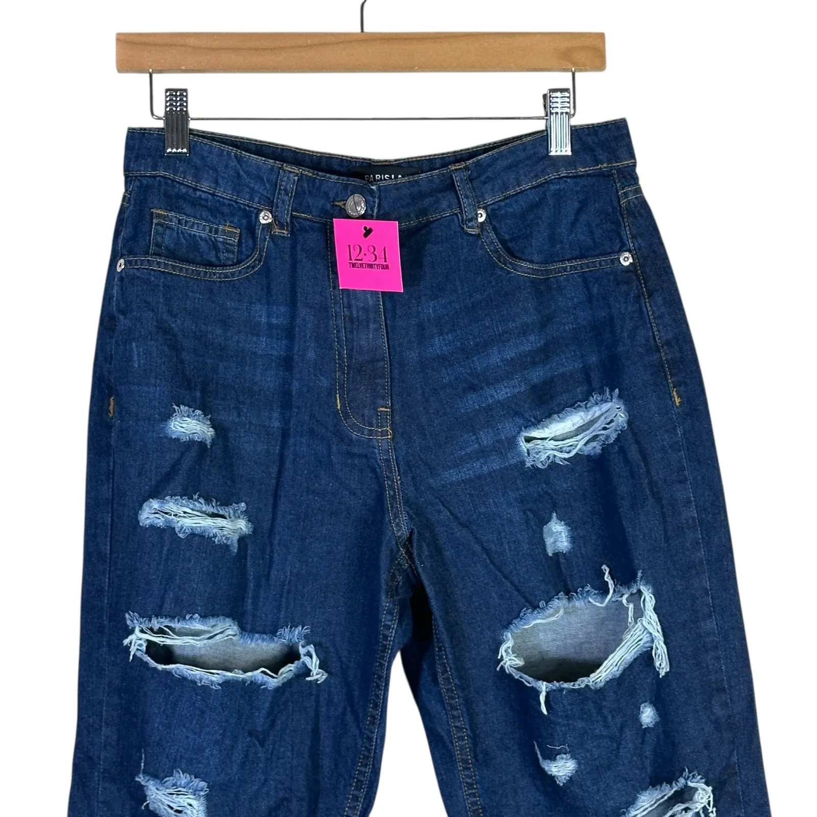 NWT Parisian ASOS Boyfriend Jeans Womens 6 Dark Wash Distressed Slouchy Tomboy - Image 5