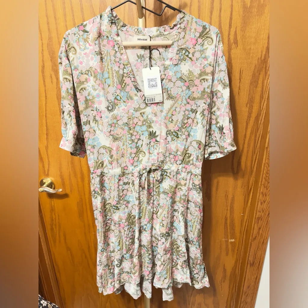 Zadig & Voltaire Remove Soft Yoko Flower Dress WWDR01228500X05 size Large NWT - Image 5