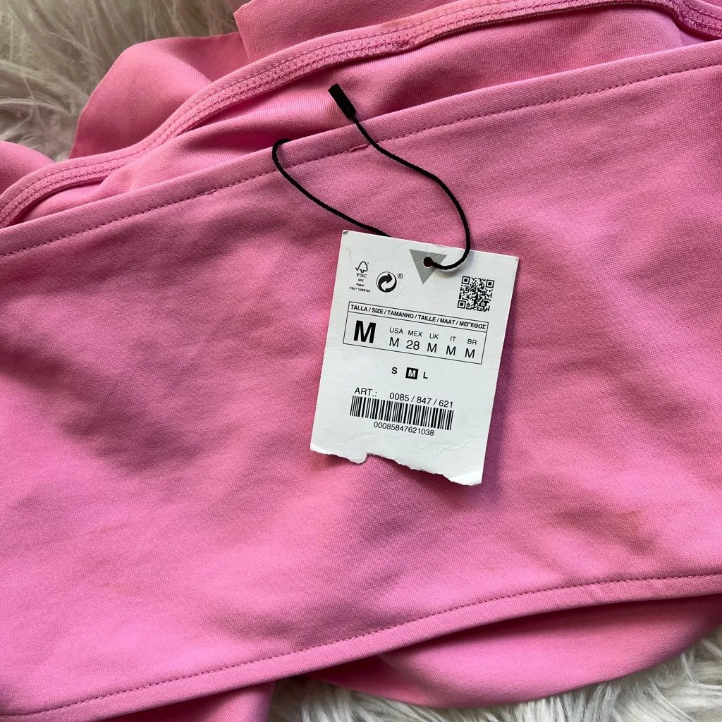 Zara Pink Ruffle Strapless Tube Top NWT - Image 4