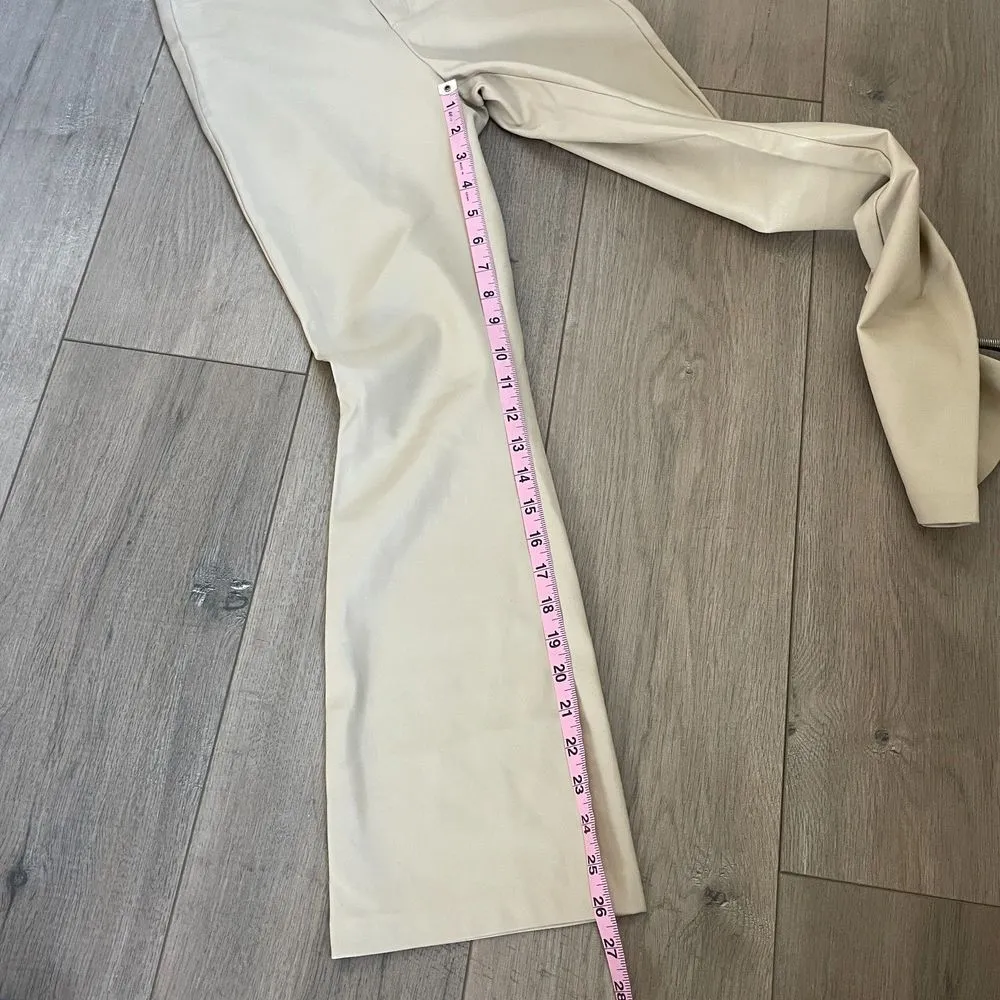 Zara faux leather pants high waist bone beige tan - Image 6