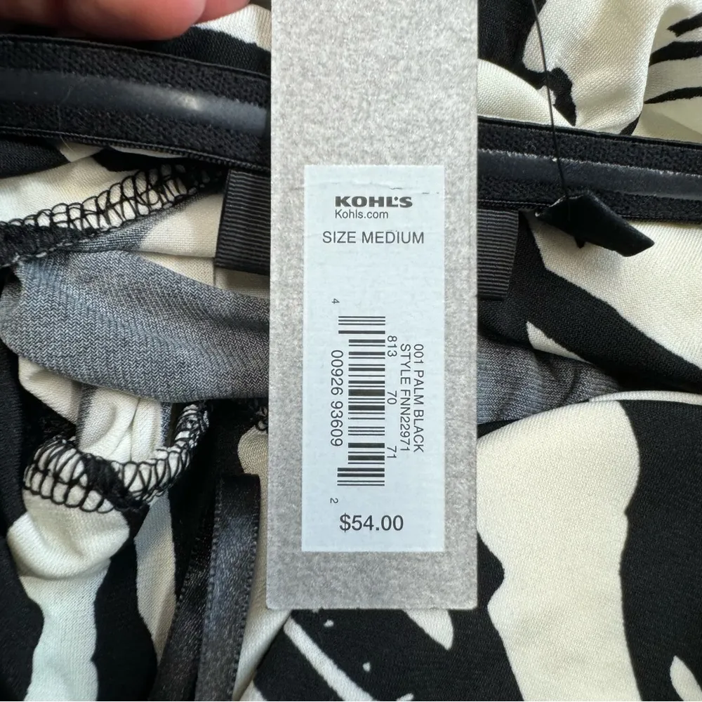 Apt 9 Women's Tropical Palm Fran Tie Halter Mini Dress M Med Medium Black Ivory - Image 8