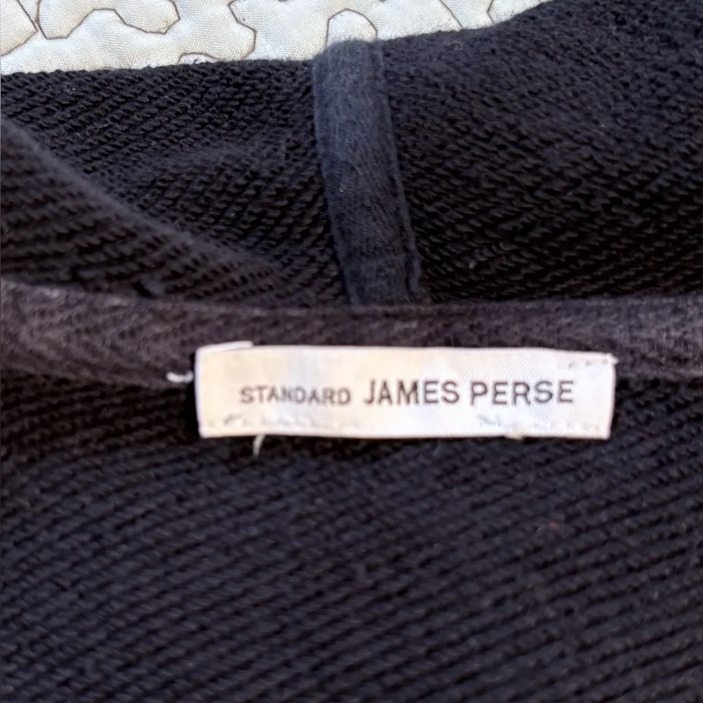 James Perse Black Hooded Asymmetrical Zip Jacket Soft Cotton Blend~Small π - Image 9