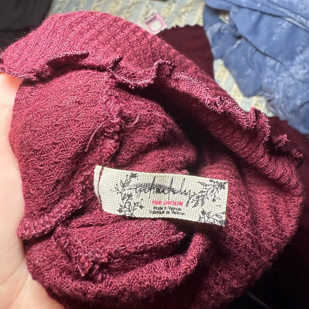 Free People Burgundy Long Sleeve Top - Image 3