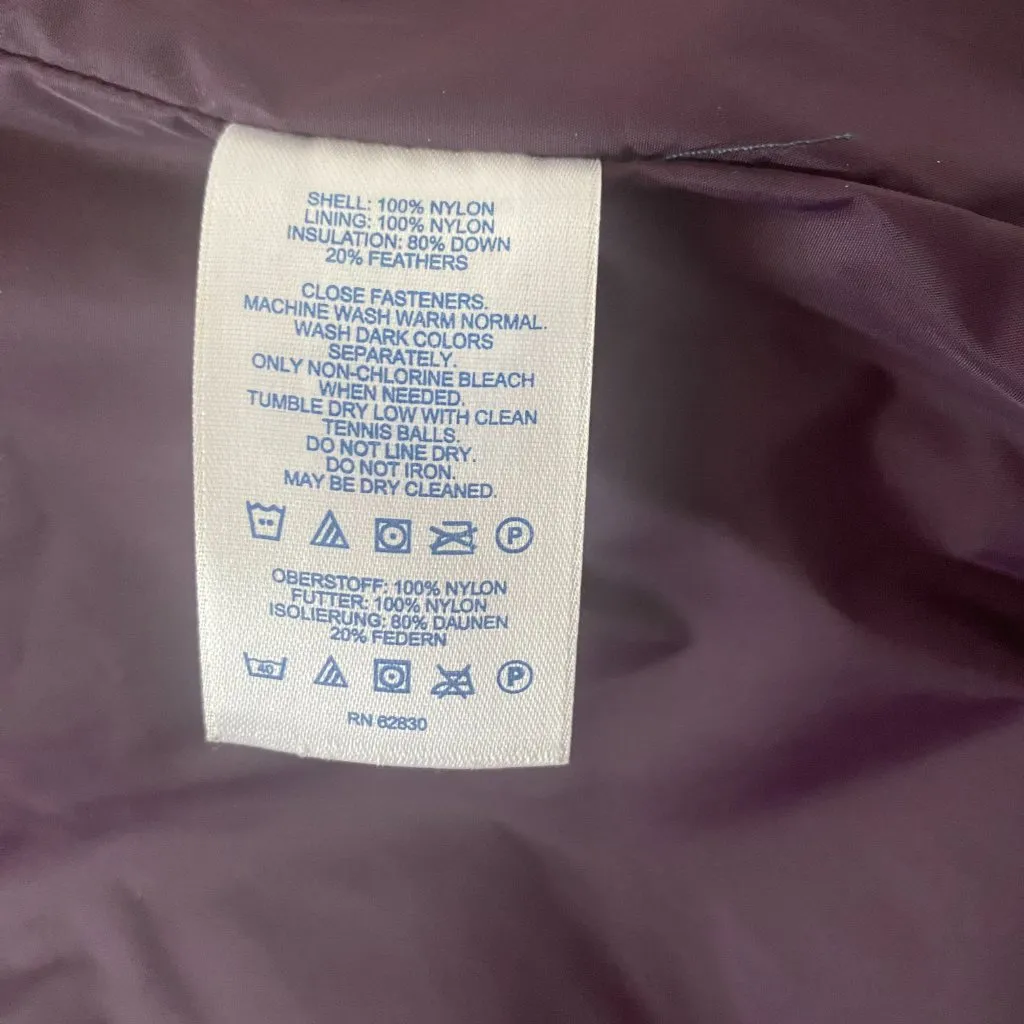 Lands' End women's purple snap sleeveless collared purple puffer vest XS 2-4 - Image 9