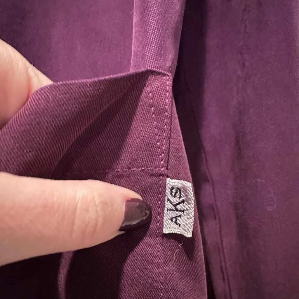 Vintage Amy K Su Purple Faux Suede Wooden Button Up Collared Shirt Small - Image 8