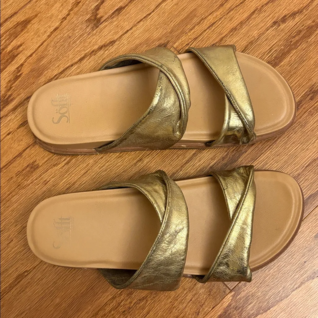 Sofft Ainsworth Old Gold Leather Casual Slide Sandals Size 9.5 - Image 2