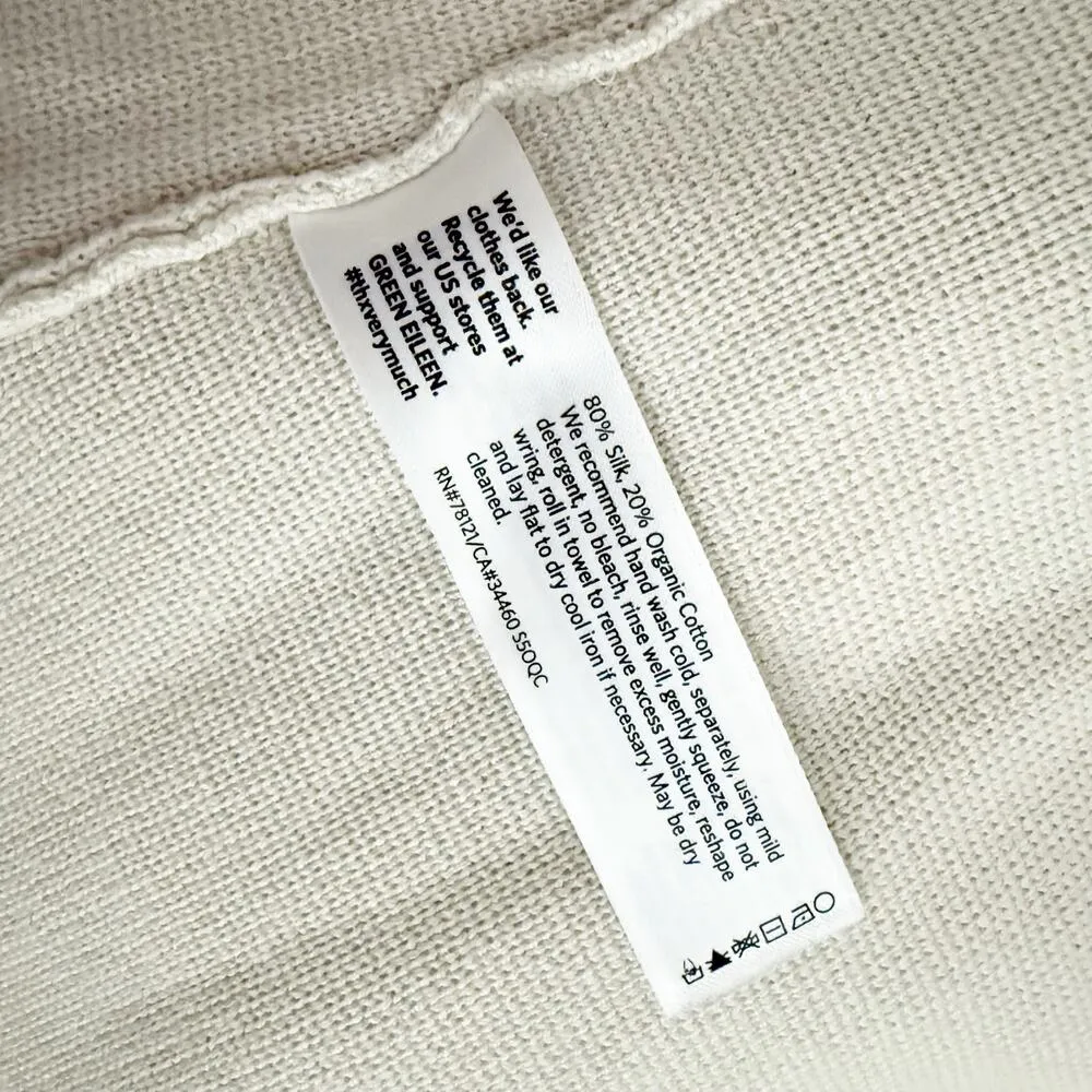 EILEEN FISHER | Silk Organic Cotton Interlock Cardigan Beige Cream | Size - Image 6