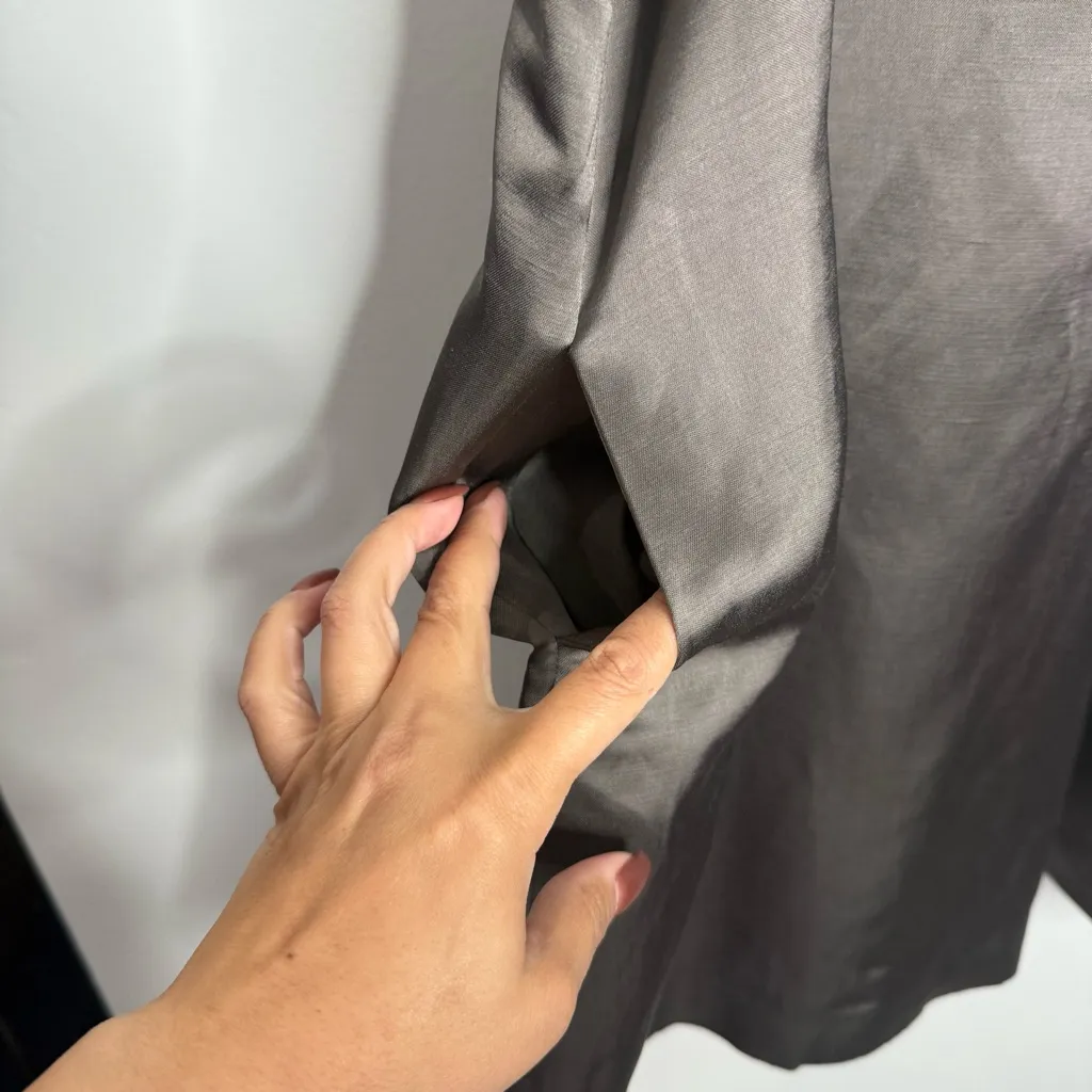 NWT Massimo Dutti Flowing Satin Mini Dress In Grey With Pockets Size Medium - Image 8