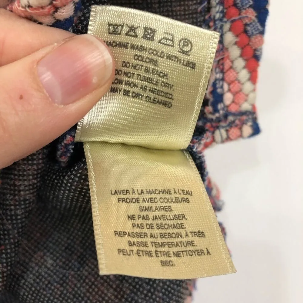 Anthropologie Postage Stamp Cropped Knit Top Womens XS Red Blue White Boho Beach - Image 4