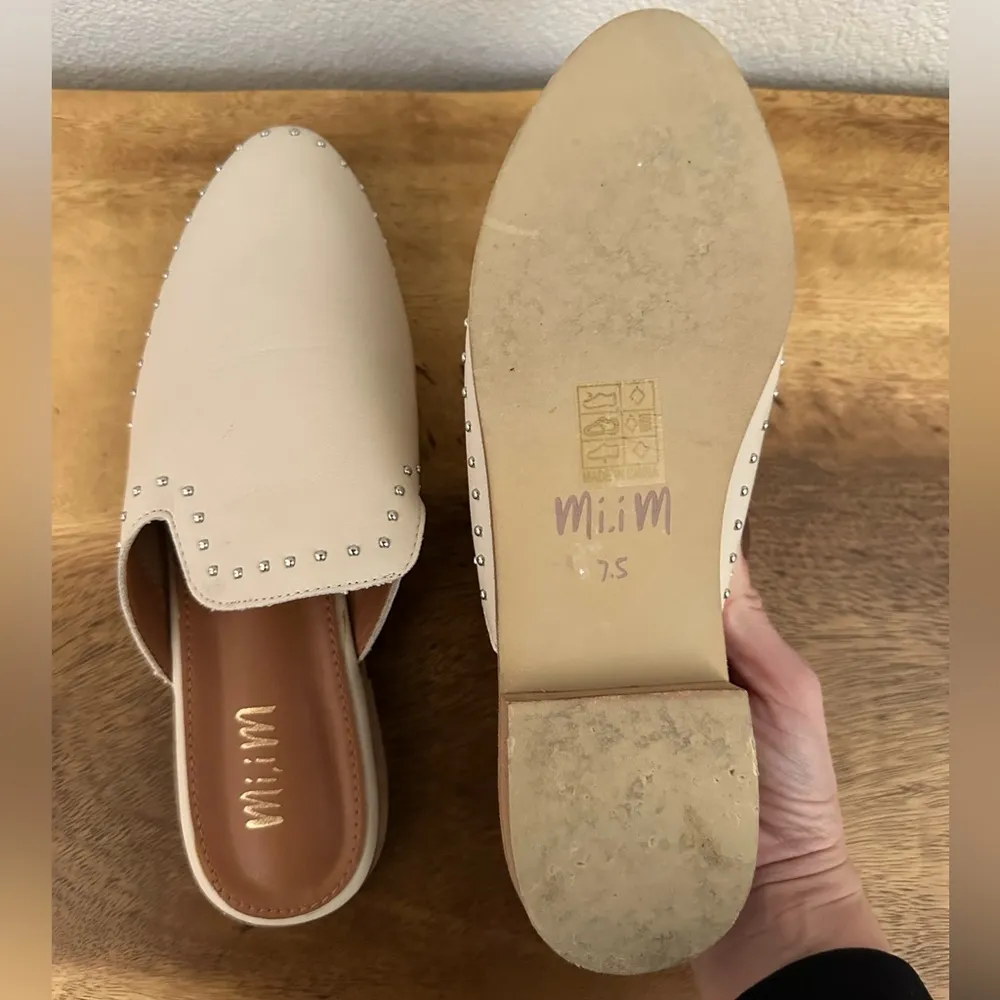 Miu Miu White Studded Leather Mules Size 7.5 - Image 4