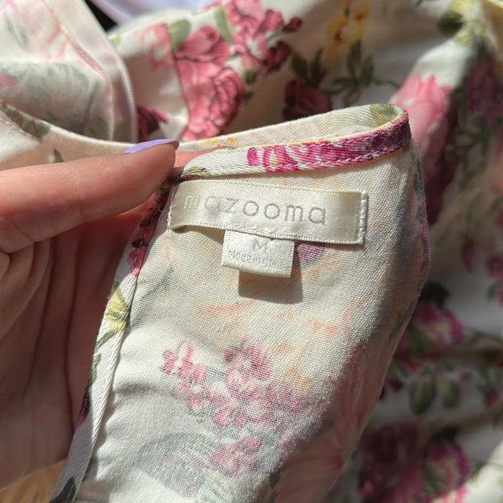 MAZOOMA FLORAL PRINT SHEATH BUSINESS HIGH NECK DRESS Pink Size 4 - Image 2