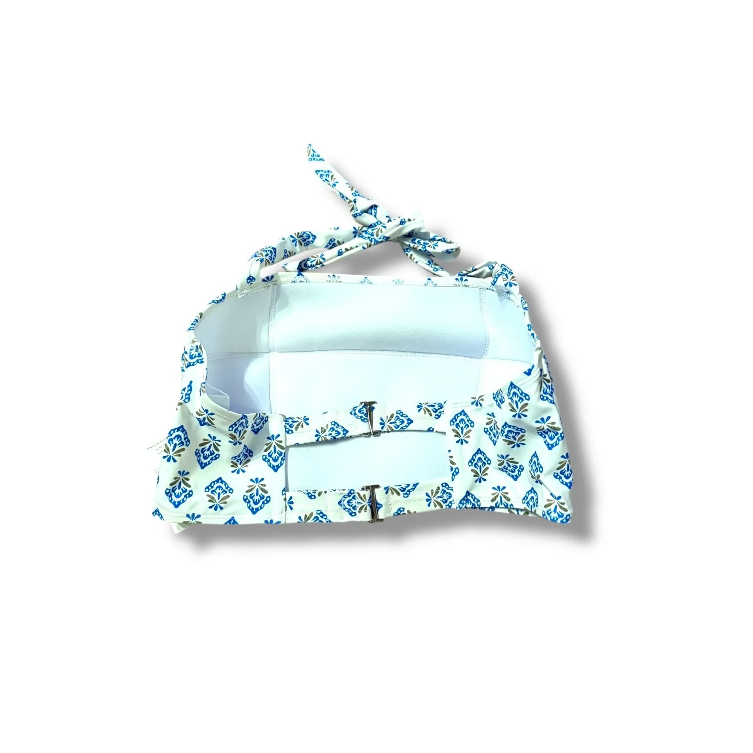 Cupshe NWT Halter Bikini Top Women's Medium White Blue Print Swim Beachwear - Image 2