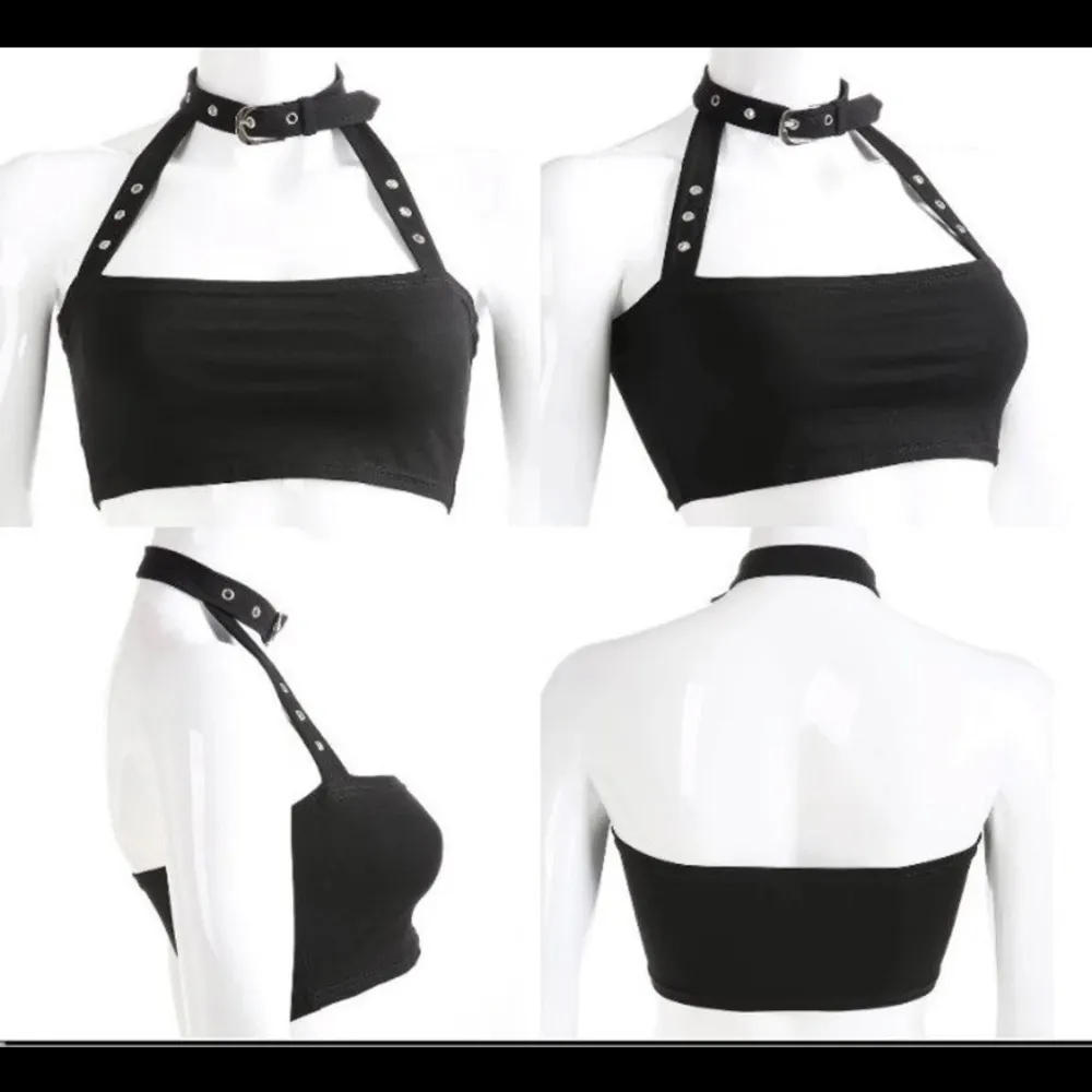 Punk Gothic Sexy Halter Choker Black Crop Top Size undefined - Image 5
