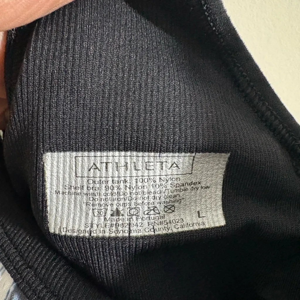 ATHLETA Womans Blue White Streak Athleisure Sports Bra Tank Top - Image 2