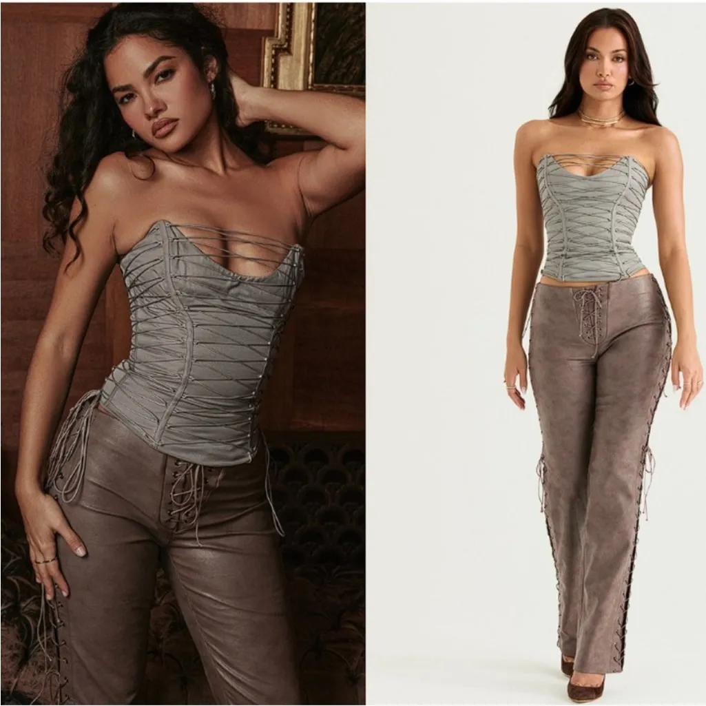 HOUSE OF‎ CB 'Mirabelle' Smoke Lace Up Corset NWT XS - Image 6