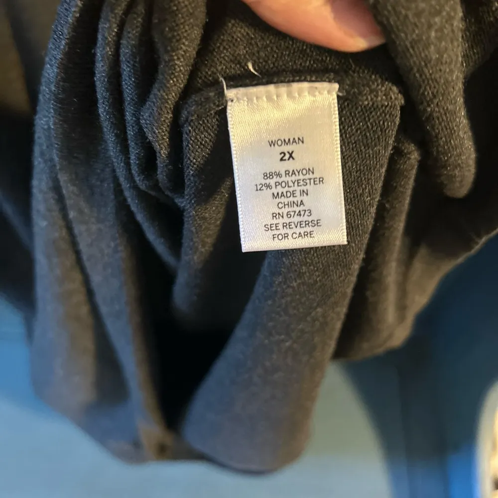 Dress Barn Charcoal Grey Sweater Dress With Ruffle Cream Sleeves, Size 2X - Image 9