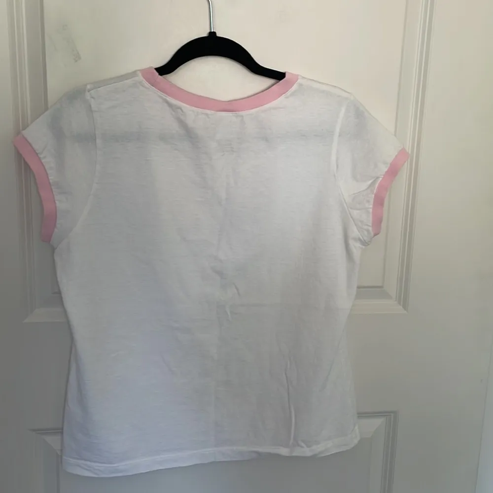 NFL Broncos White Pink Ringer Tee XL - Image 2