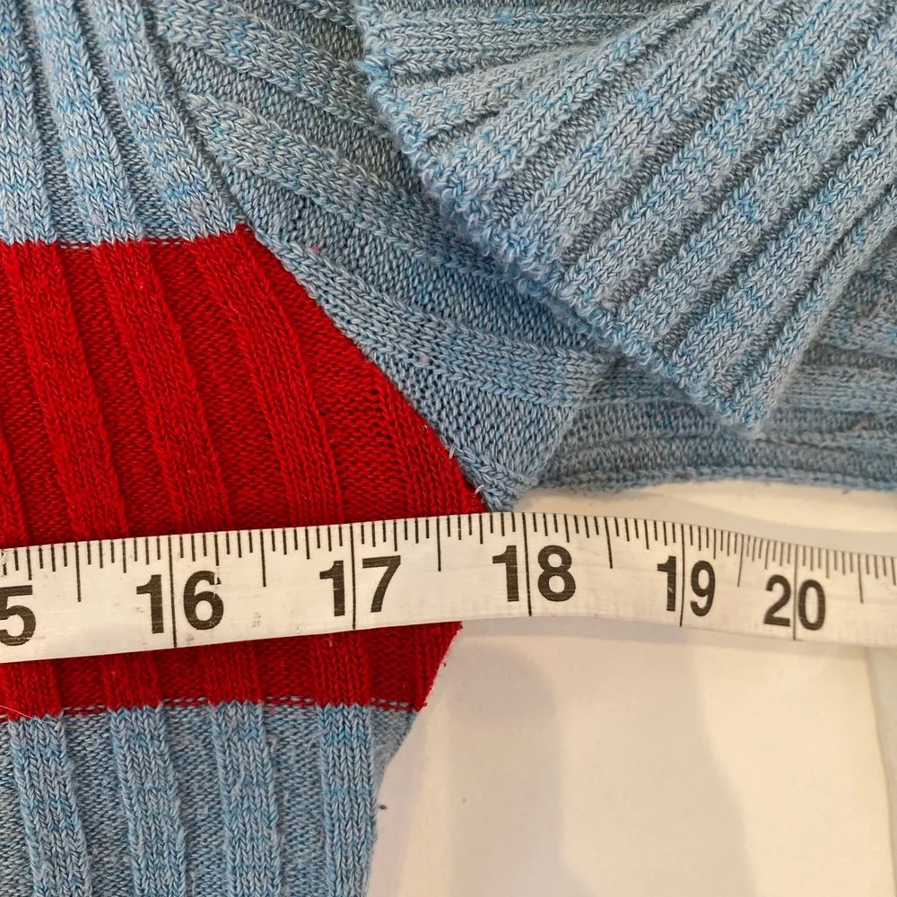 Bulldog Vintage Women’s Blue & Red Striped Y2K Pullover Hooded Sweater EUC Sz Sm - Image 8