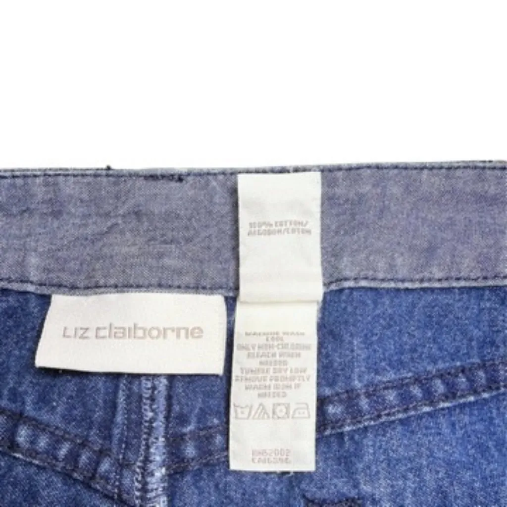 Liz Claiborne 100% Cotton Denim Skirt Vintage Nautical Print Size 14 - Image 4