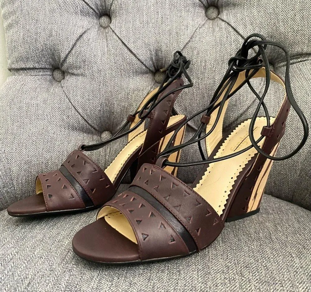 •Anthropologie Caley tie semi wedge sandal• Size 9 - Image 3