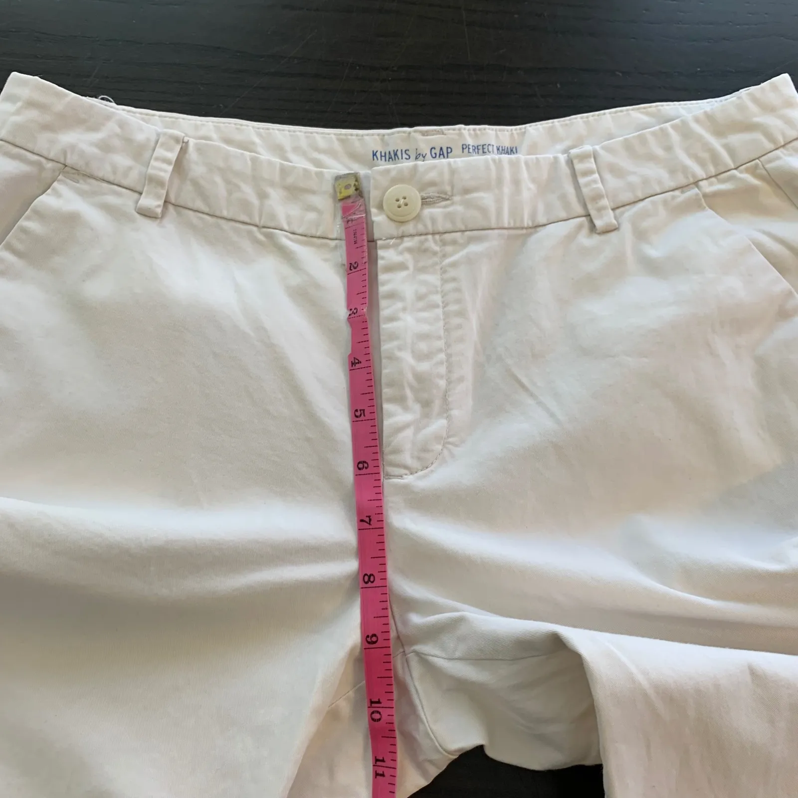 GAP Perfect Khaki Women's Size 8L Wide Leg Pants Beige Cotton Blend Y2K School - Image 10