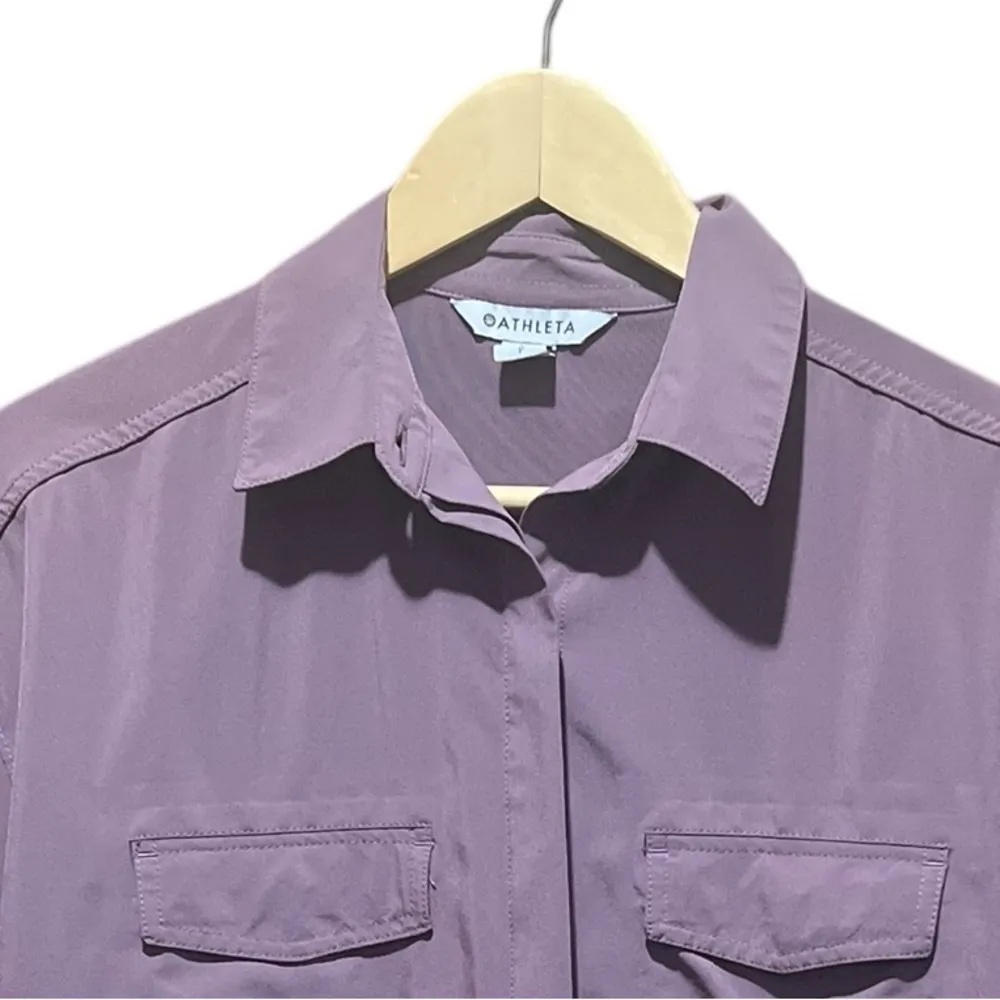 Athleta Hike Packable Button Down Top Damask Mauve size Small - Image 7