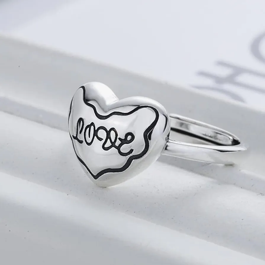 Elevated “Love” 925 Sterling Silver Heart Ring Adjustable‎ - Image 2