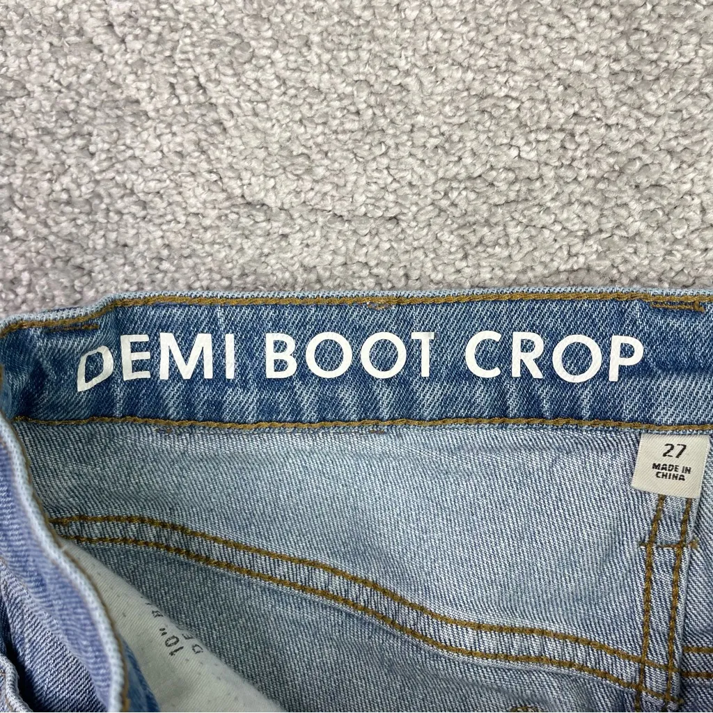 J. Crew Jeans Women’s 27 Blue Demi Boot Crop High Rise Button Fly Raw Hem - Image 5