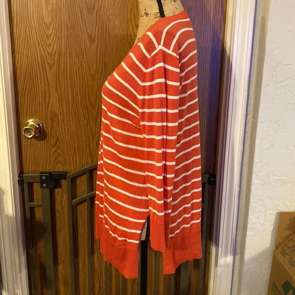 Michael Stars Orange White Stripe Sweater Size L - Image 2