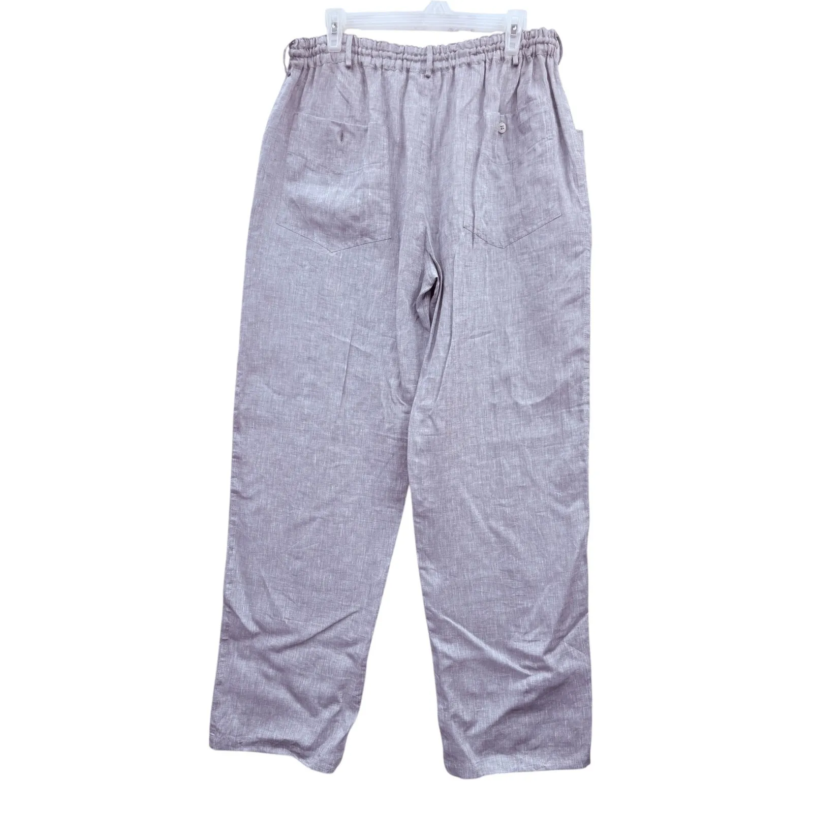 Raphael Positano Women's Linen Pants Made in Italy Beach Waist‎ Wide Leg XXL Gray - Image 2