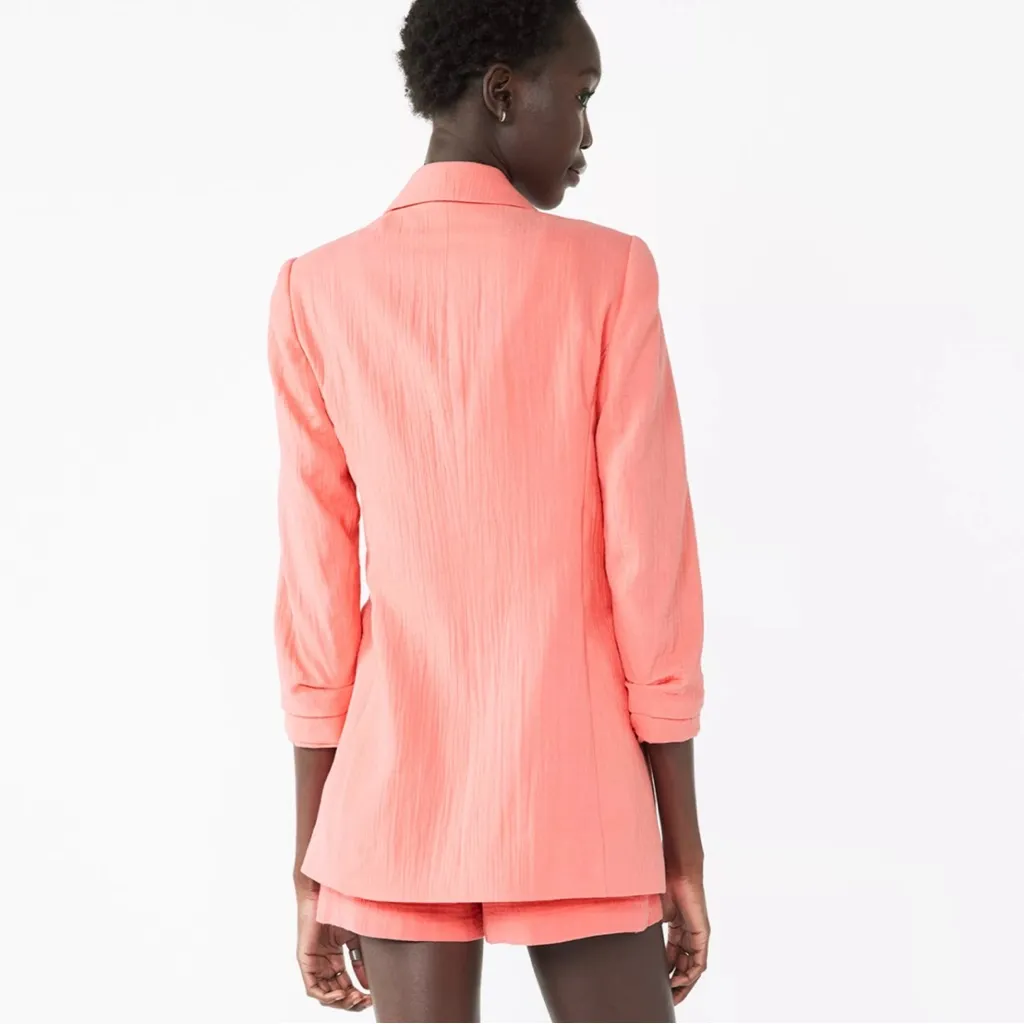 Nine West Coral Ruched Sleeve Open Front Blazer - Size: Extra Large - Image 7