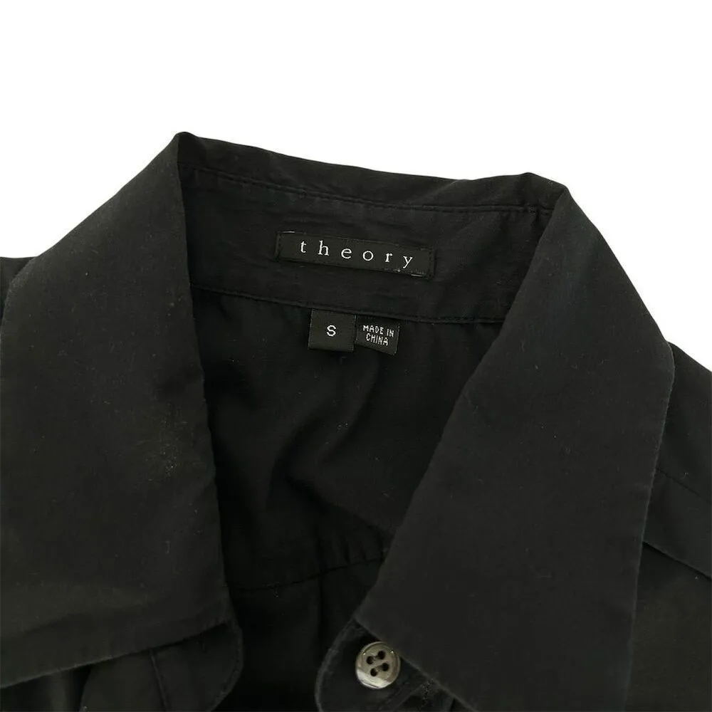 Theory Womens Tolsun hidden button placket button down blouse black, size S - Image 8