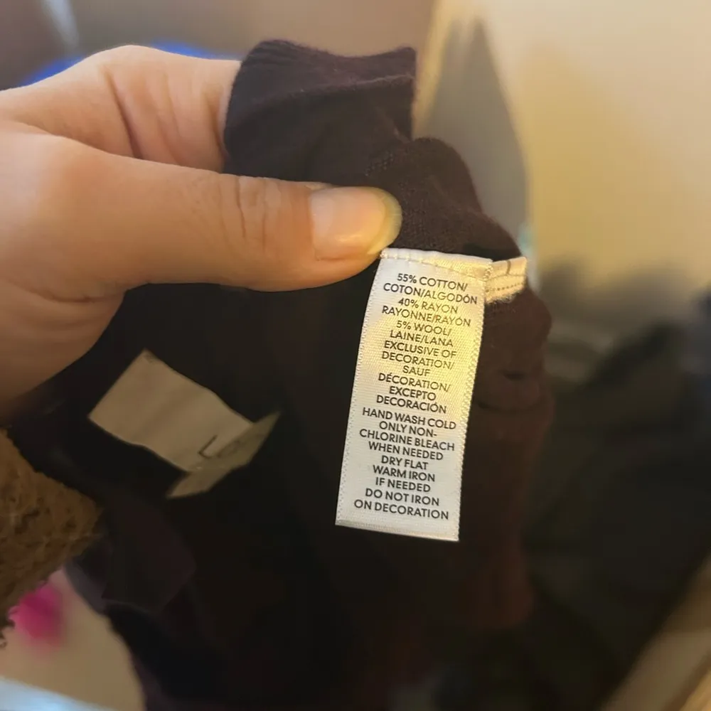 Loft Deep Burgundy Beaded Tie Back Sweater Women’s Size Medium - Image 4