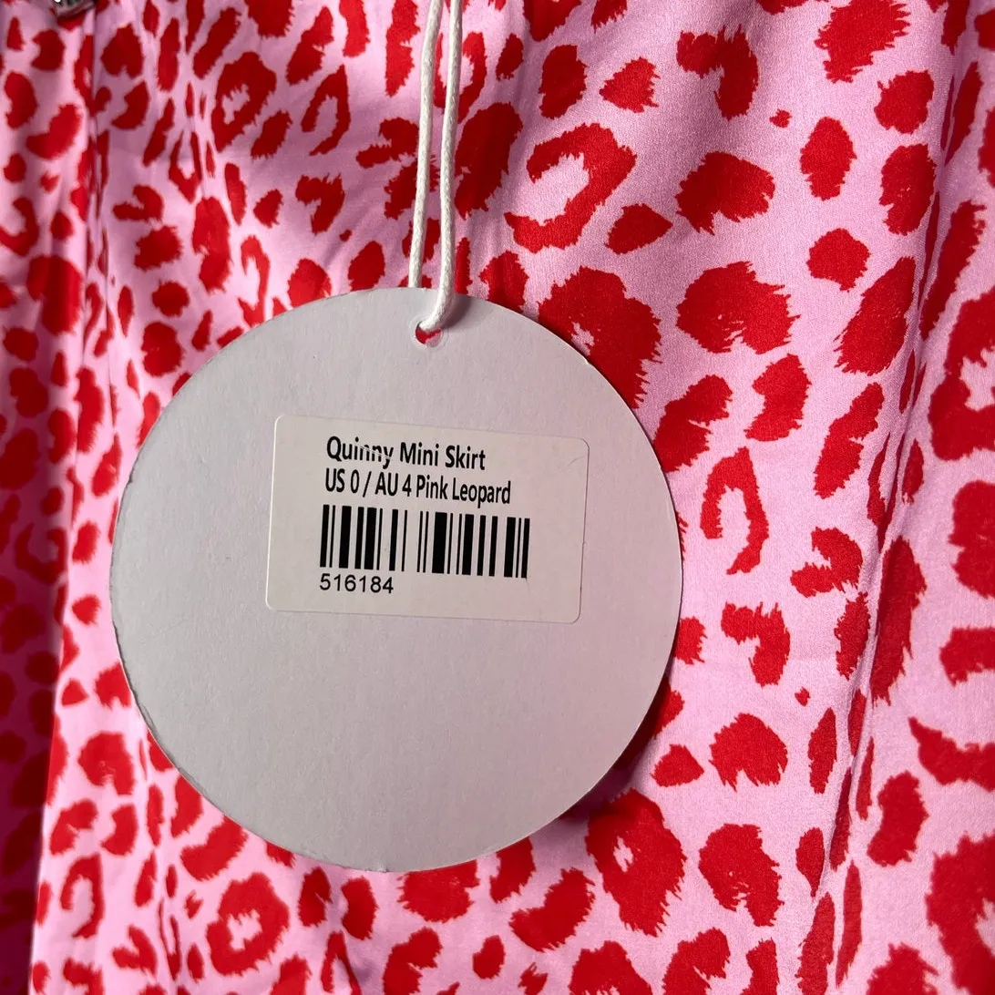 NEW Princess Polly Quinny Mini Skirt Pink Red Cheetah Mini Skirt US 0 - Image 2