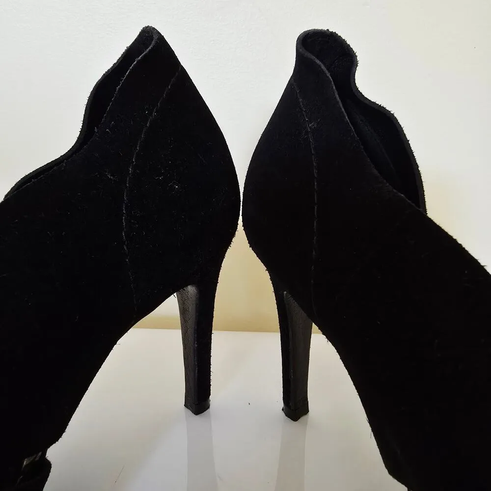 Pedro Garcia Woman's Sue Black and Gold Peep Toe Heels Women's Size EU 36.5 6.5 - Image 6