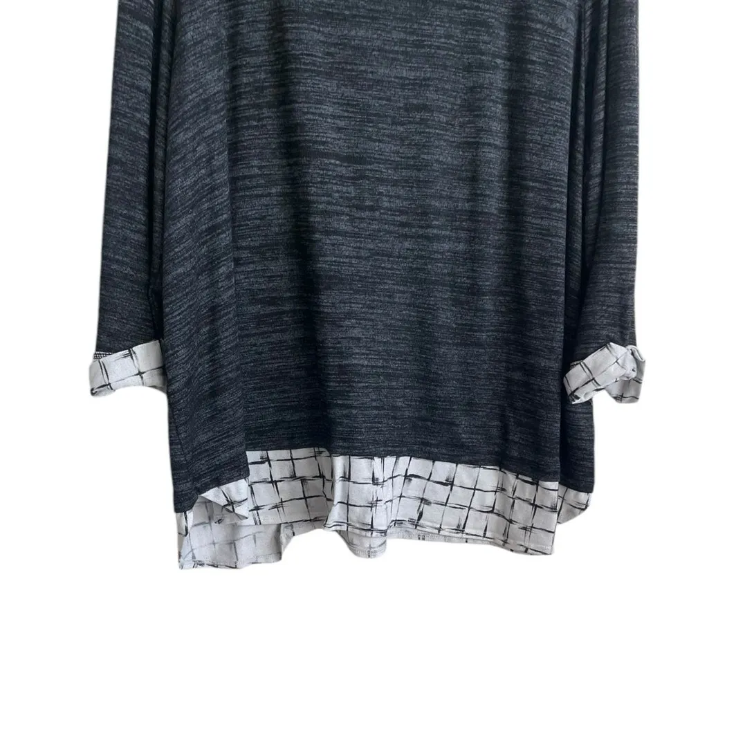 Catherines Women Tunic Sweater 2X Black Contrast Trim Stretch Work Office Travel - Image 4