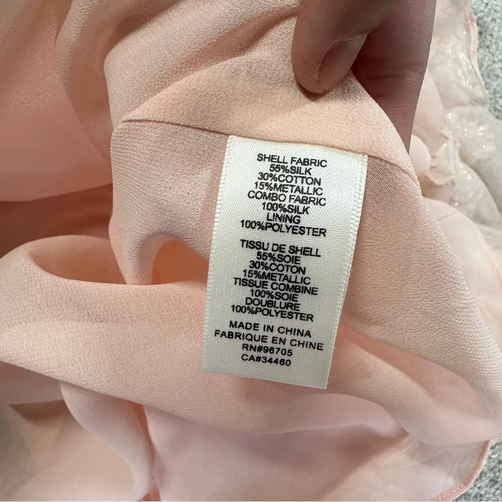 Rebecca Taylor Silk Blend High-Smocked Floral Fil Coupé Midi Dress Blush Pink 2 - Image 10