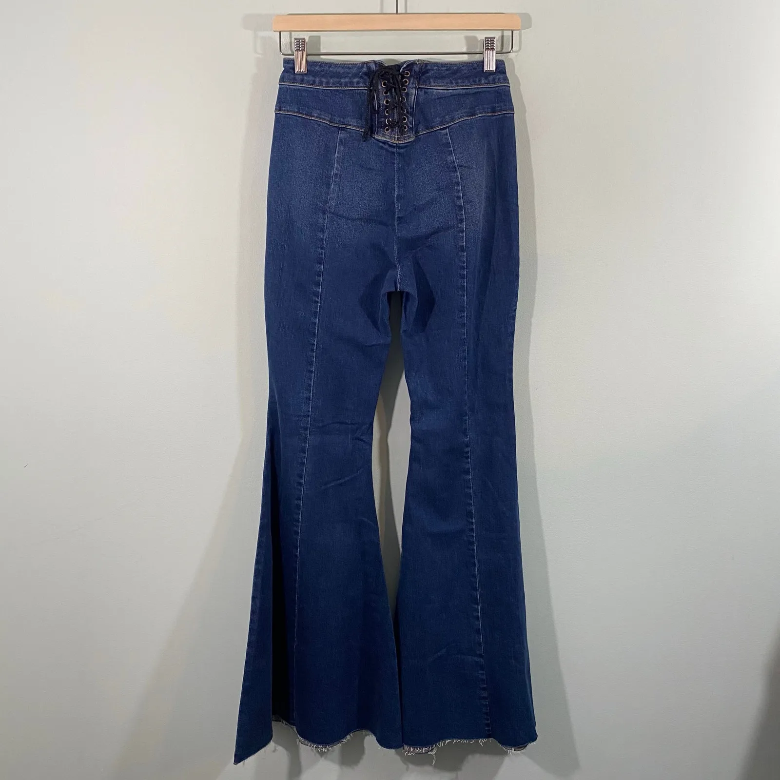 Free People Women Indigo Blue Crvy By Ma Cherie High Waist Flare Jeans Size 27 - Image 6