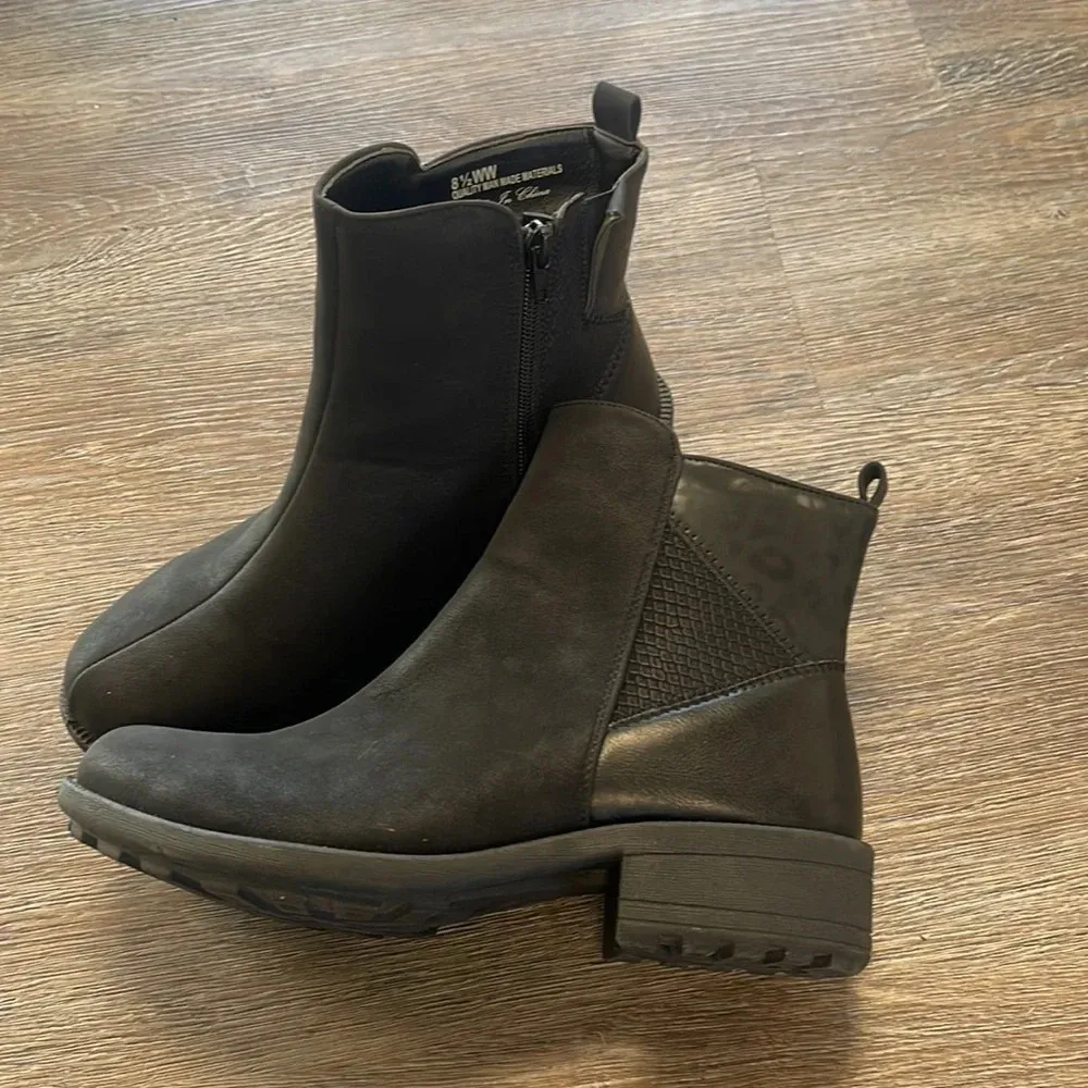 EASY STREET MYSTERY WOMENS FAUX LEATHER LEOPARD PRINT ANKLE BOOTS sz 8.5 ww - Image 3