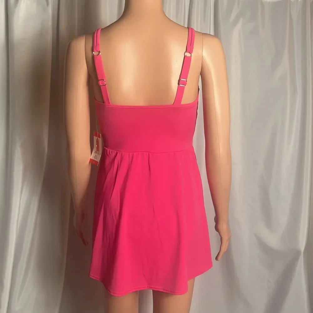 Lands' End Women's Chlorine Resistant Tulip Wrap Swim Dress Swimsuit Size XS NWT Pink - Image 10