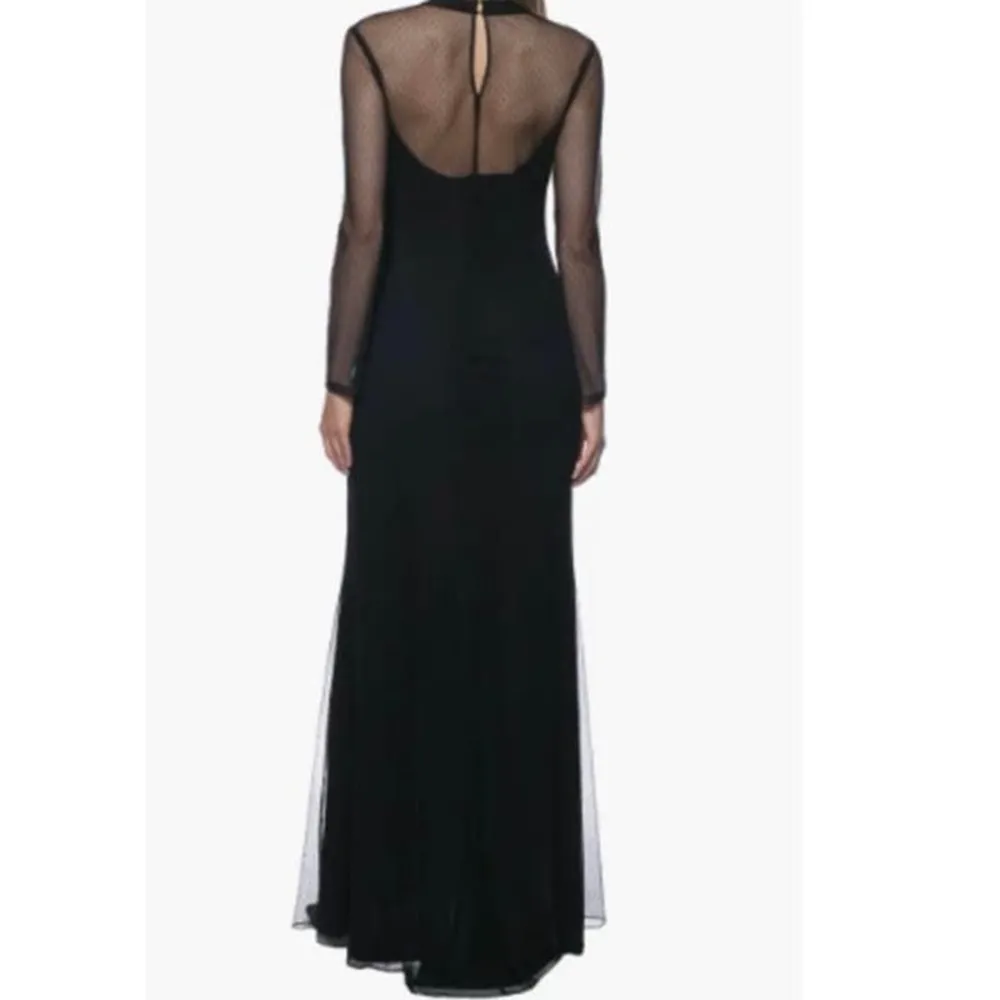 Marina Illusion Neck, LSleeve Mesh Sheath Gown, Size 16, B68, $125 Size L - Image 2