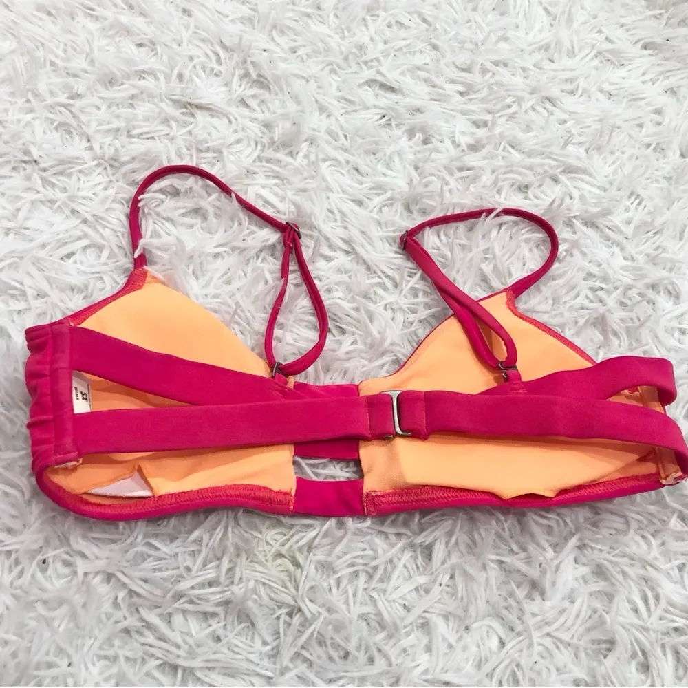 Hollister Strappy‎ Ladder Cutout Bikini Top Pink Orange XS - Image 3