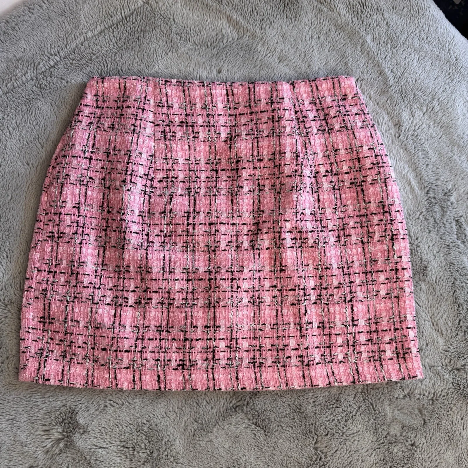 iii Tweed Wool Blend Mini Skirt Womens‎ Sz S Pink New Side Zip - Image 2