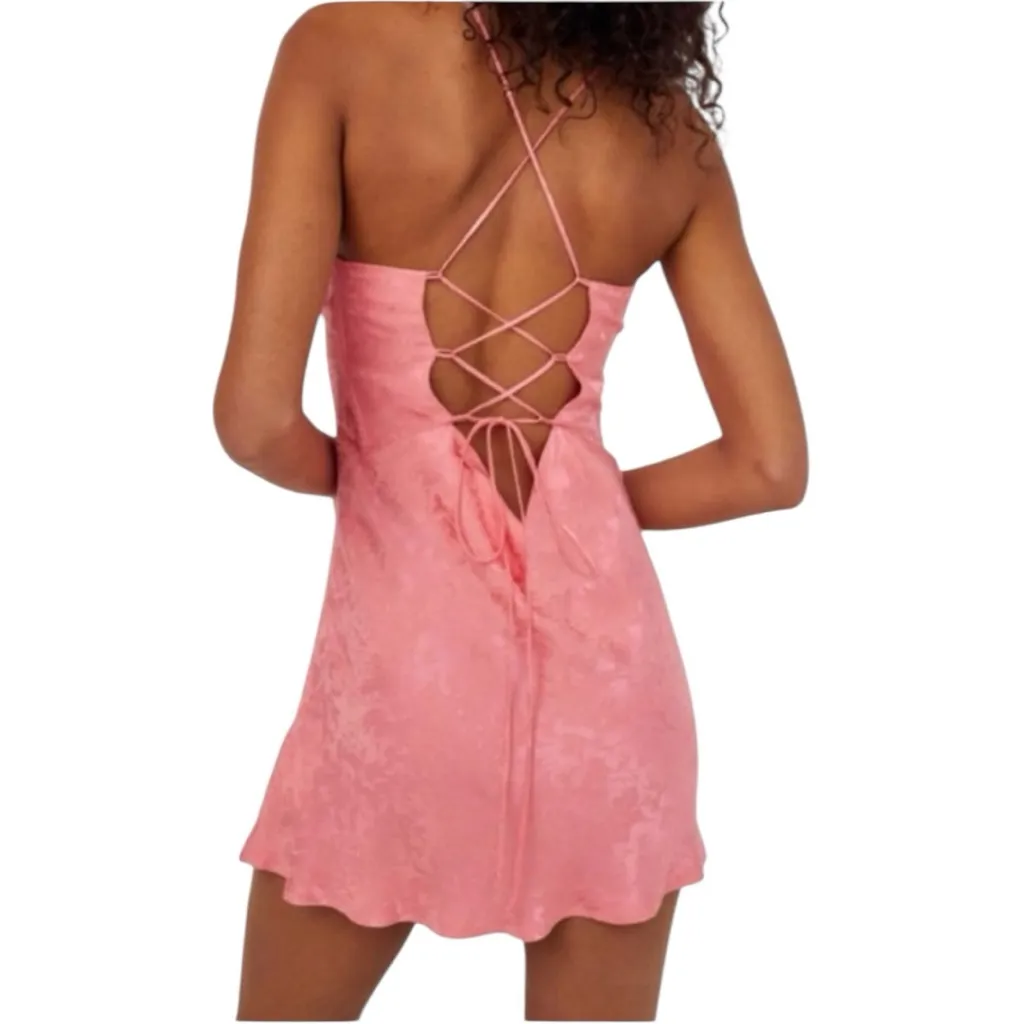 For Love & Lemons Dress Gabrielle Mini Pink Damask Women’s Size Large - Image 2