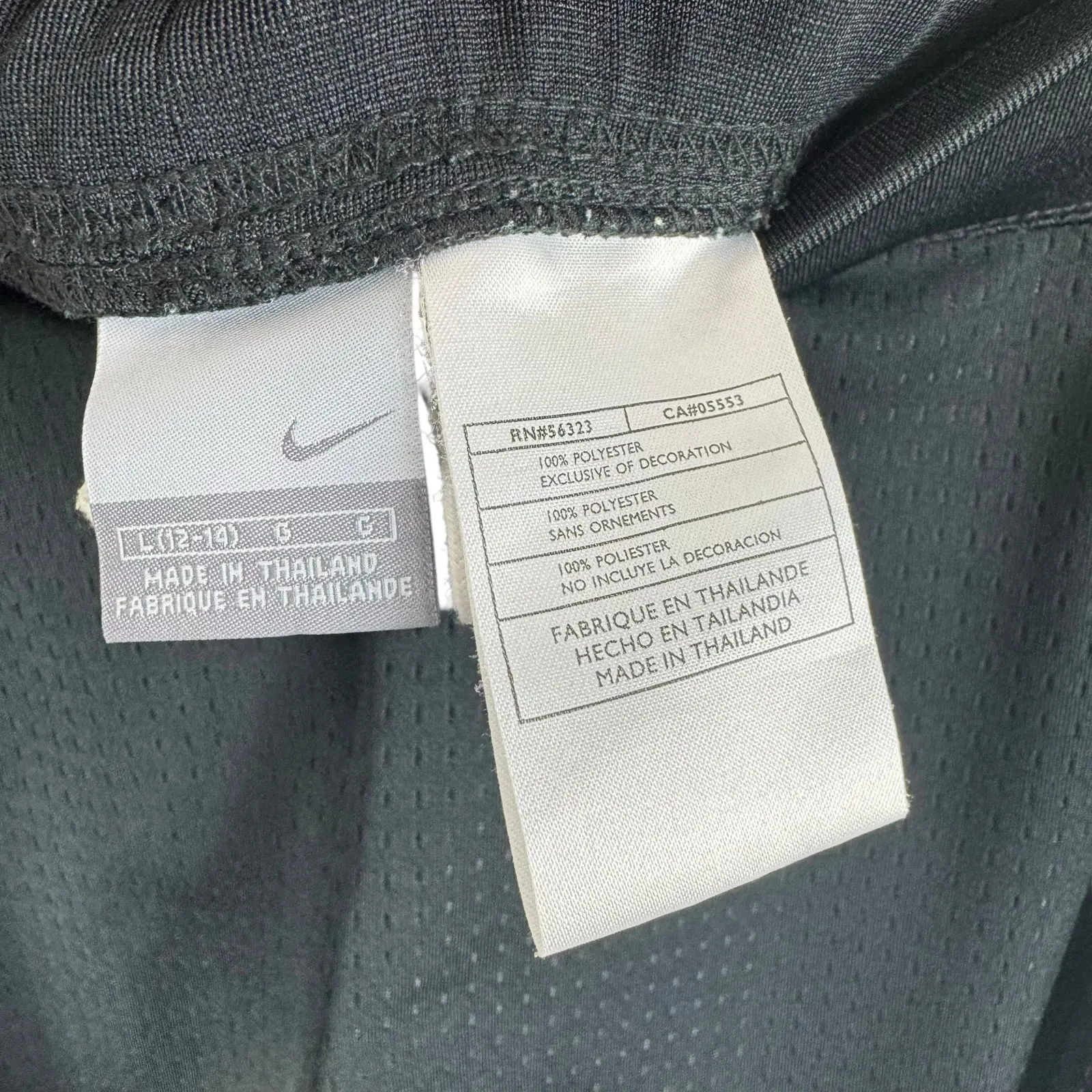 Nike Mesh Black White Blue Stripe Straight Leg Drawstring Athletic Pants‎ Size L - Image 6