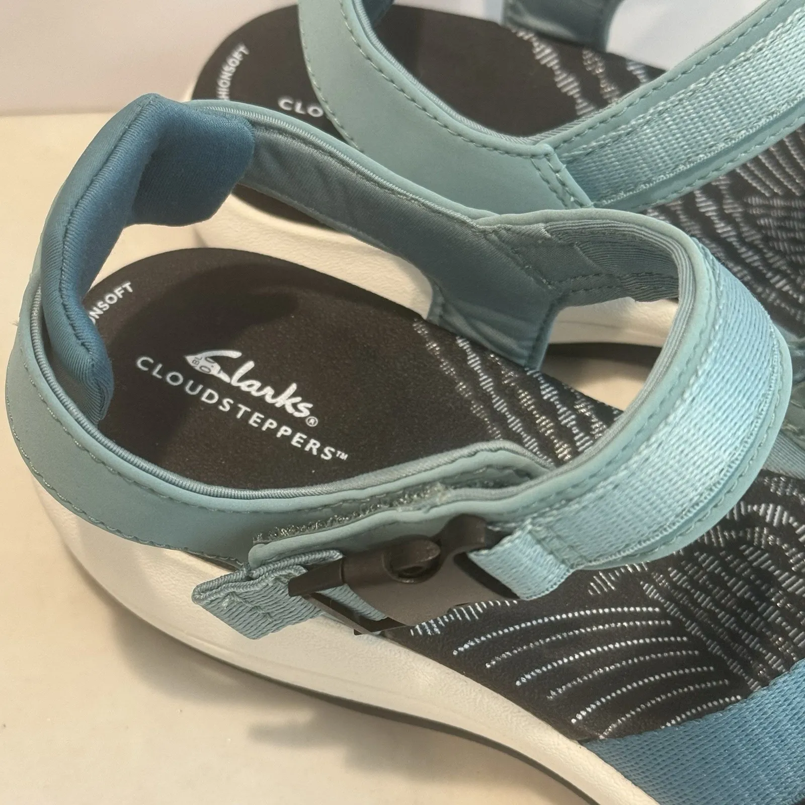 New CLARKS MIRA TIDE Blue Hook Loop Active Sandals Comfort SHOES WOMENS SZ 10 D - Image 2