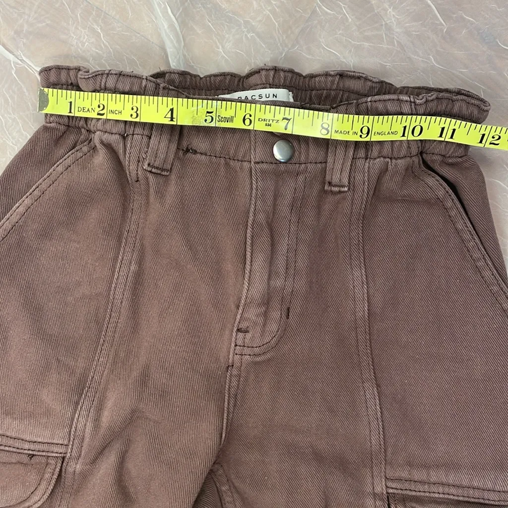 PACSUN Unisex Men Women Brown Cargo Cotton Skate Grunge Utility Denim Pants XS - Image 7