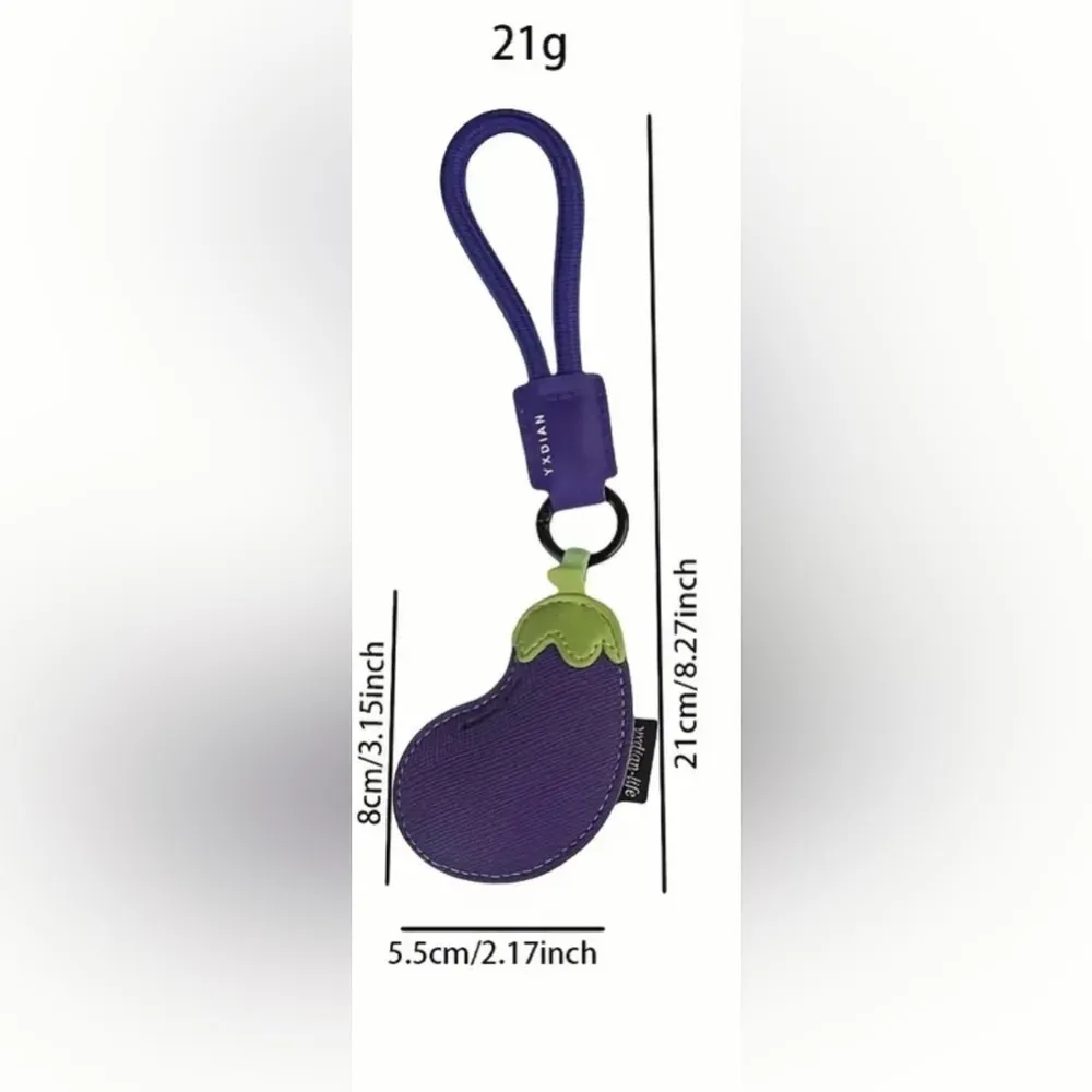 Purple Eggplant Purse Charm Keychain – Cute Fruit Bag Accessory – NWT - Image 3