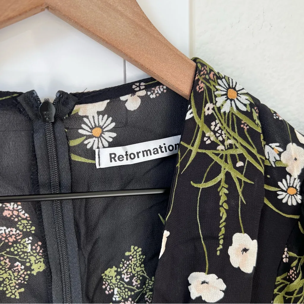 NWT Reformation Laurelei Mini Dress in Veuve Black Floral - Image 6
